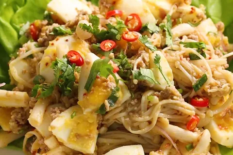 Kerabu Cendawan Telur Rebus