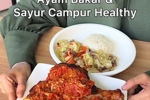 Ayam Bakar dan Sayur Campur