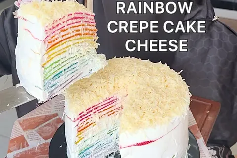 Rainbow Crepe Cake Cheese