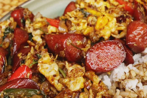 Sosej Telur Masak Sos