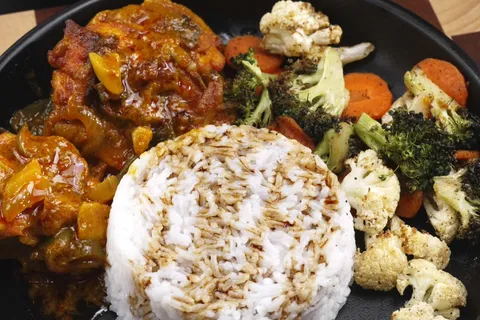 Ayam Kari Kering & Roasted Vegetables